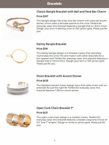 Product catalog built from a product database